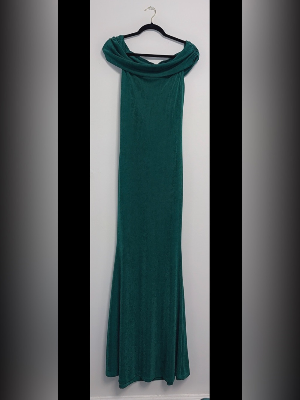 Women’s Green Off-the-Shoulder Backless Maxi Dress Short Sleeve Formal L